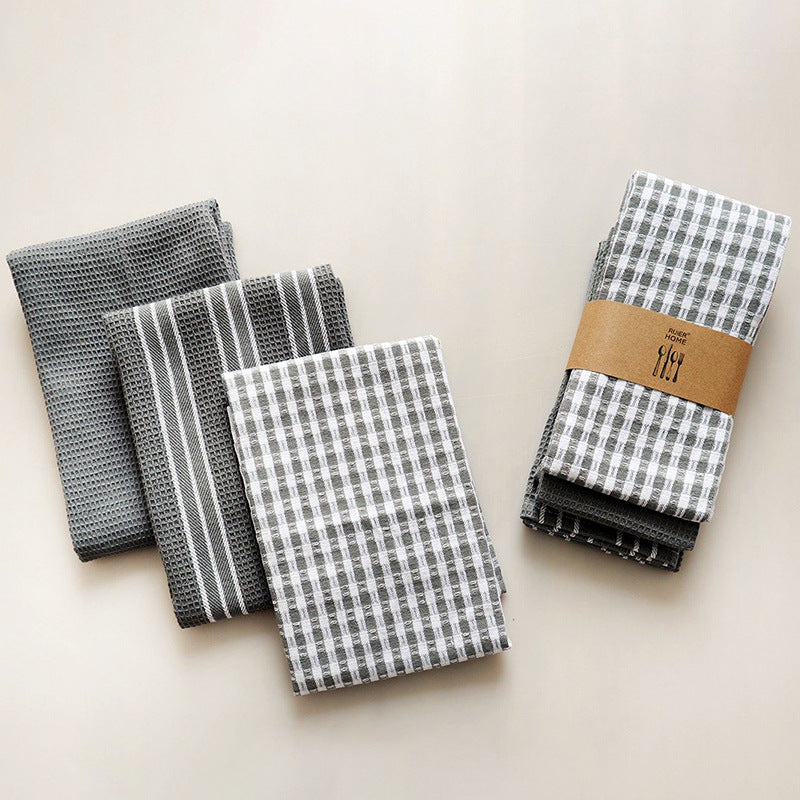 3-Pack Cotton Kitchen Towels, Absorbent Dish Cloths, Tea Towels & Table Mats