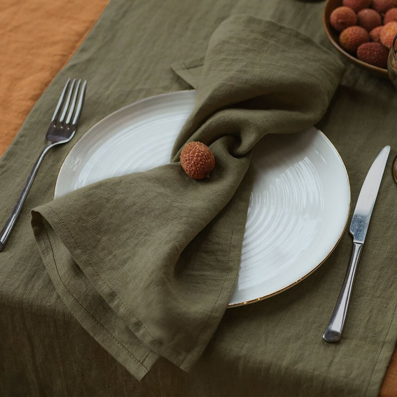 Pure Linen Cloth Napkins, 34×34 cm Washable Fabric Dinner Napkins for Table Decor