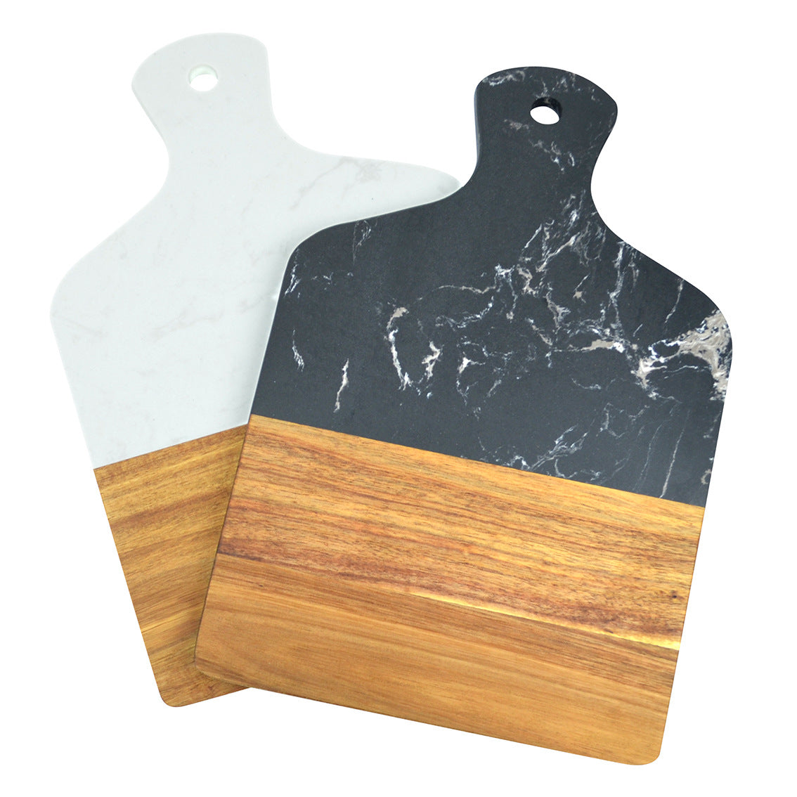 Marble & Wood Serving Board – Charcuterie, Cheese & Pizza Board