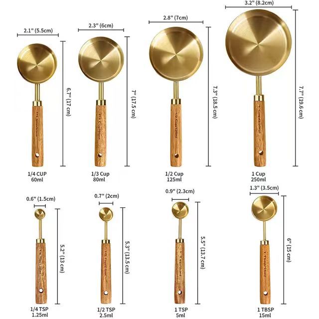Acacia Wood Handle Measuring Spoons Set – Stainless Steel Coffee Scoop Set