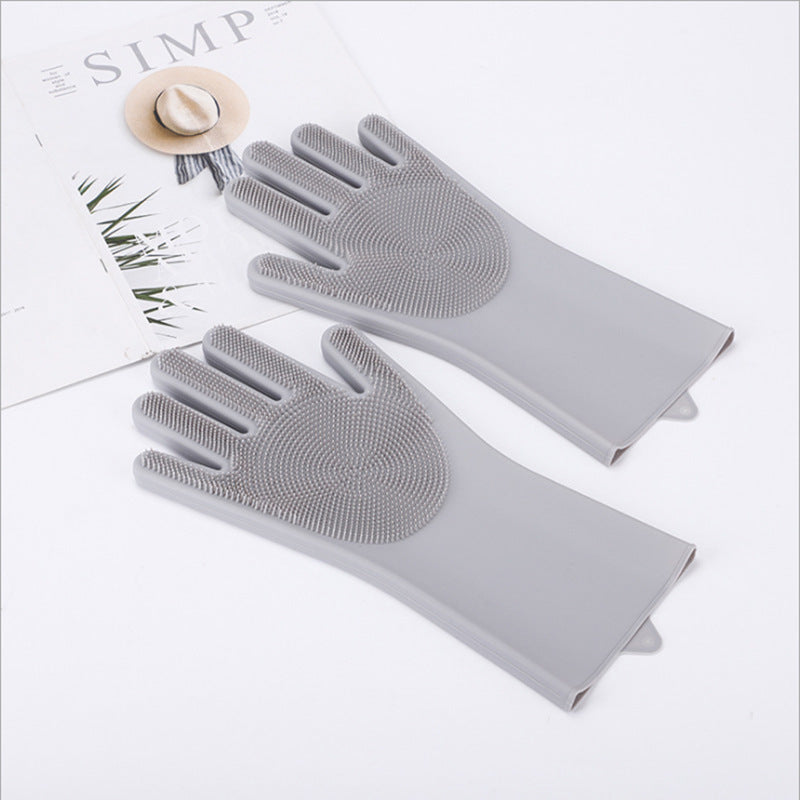 Silicone Dishwashing Gloves with Scrubber Bristles – Reusable Cleaning Gloves