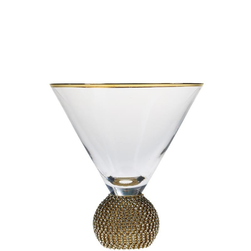 Gold Rim Crystal Goblet with Jewel Accent – Luxury Champagne, Wine & Dessert Glass