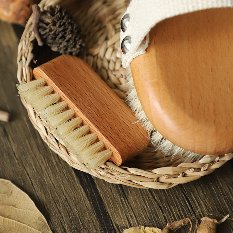 Solid Wood Nail Brush with Pure Boar Bristles, Heavy-Duty Cleaning Brush
