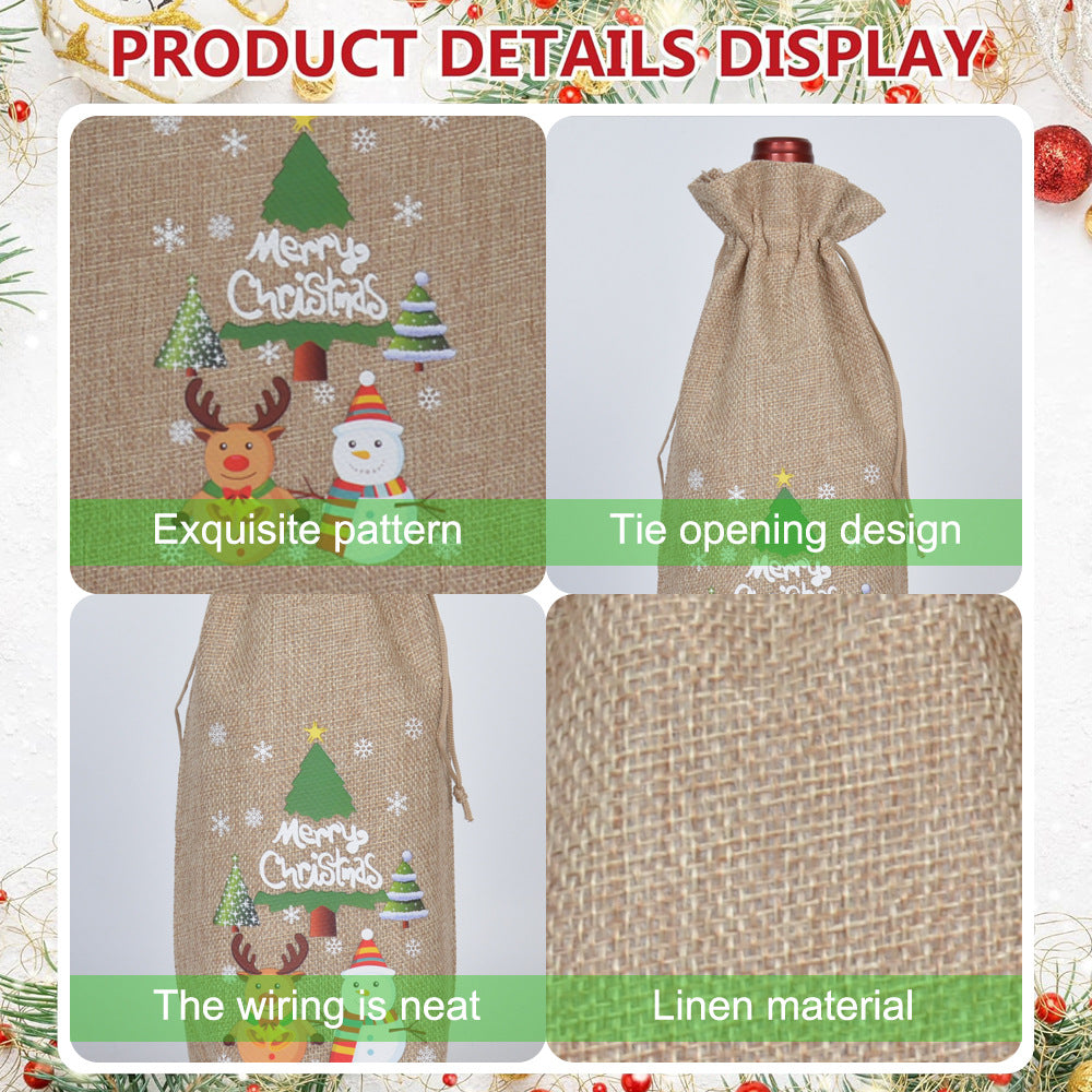 Christmas Wine Gift Bag – Drawstring Bottle Gift Sack for Wine & Champagne