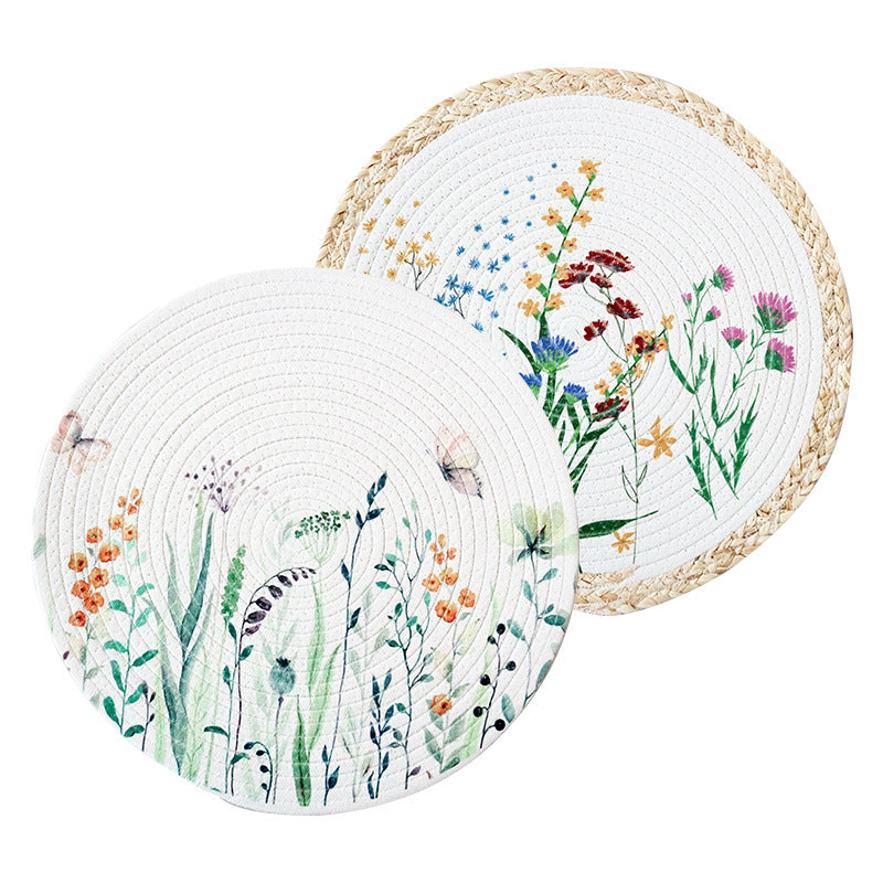 Round Cotton Rope Placemat, Printed Heat-Resistant Table Mat
