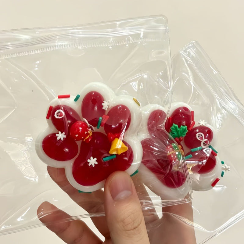 Christmas Paw-Shaped Squishy Toy – TPR Stress Relief Fidget Toy with Festive Holiday Decorations