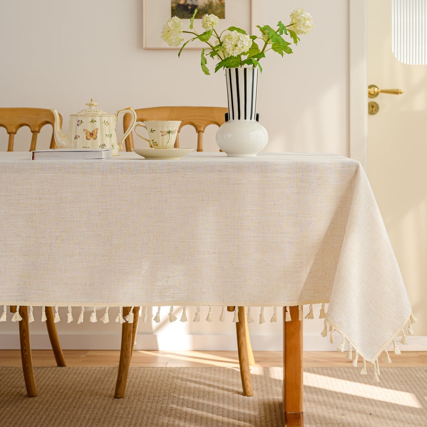 Solid Waterproof Tablecloth, Cotton Linen Rectangular Table Cover