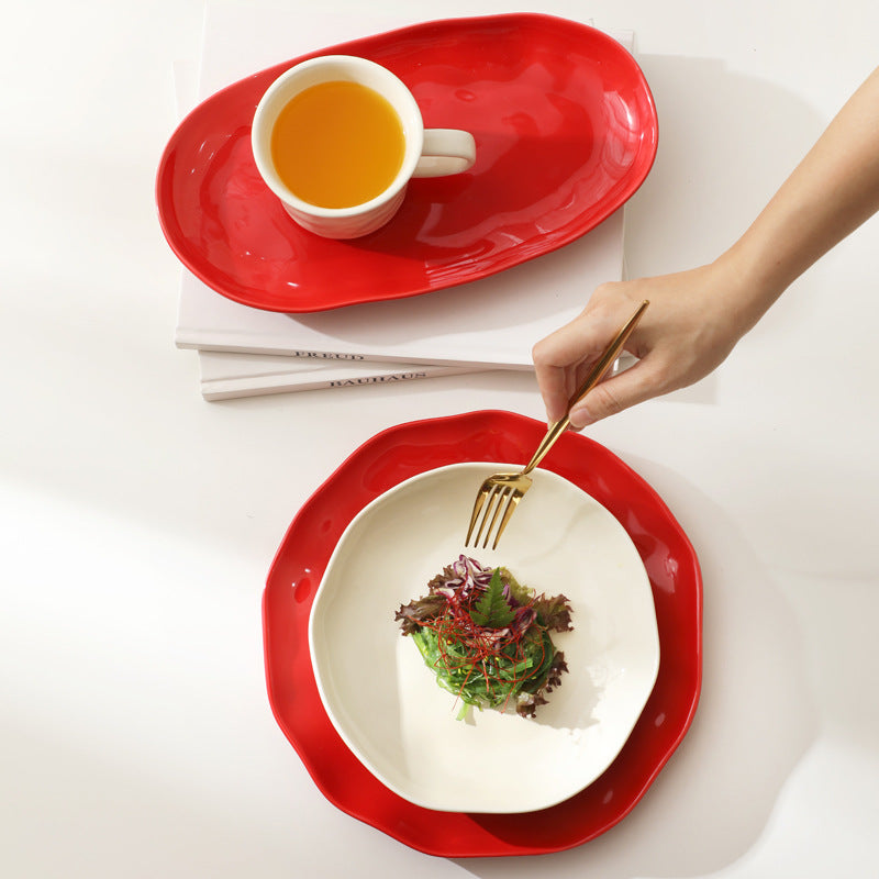 Handcrafted Texture Ceramic Dinnerware Set – Underglaze Bowls & Plates
