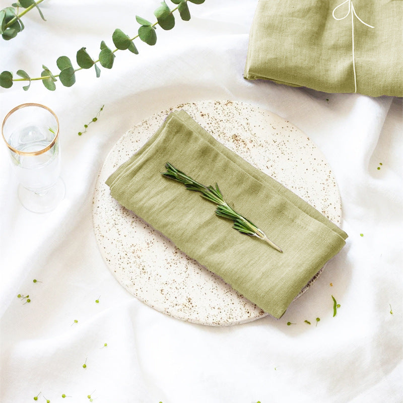 Solid Washed Cotton Linen Napkin, Minimal Dining Table Mat and Food Cover