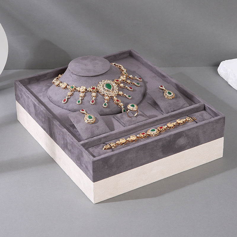 Velvet Jewelry Display Tray – Necklace, Ring, Earring & Bracelet Organizer Stand for Boutique, Showcase, Countertop & Home Storage