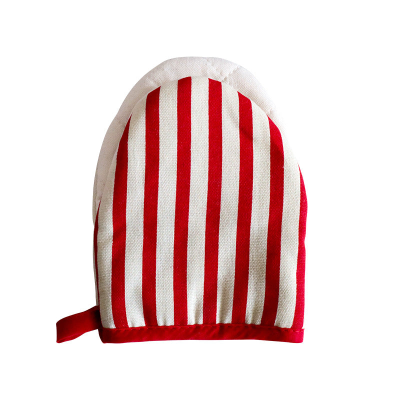 Cotton Mini Oven Mitt – 18 × 14 cm Striped and Polka Dot Heat-Resistant Pot Holder with Hanging Loop