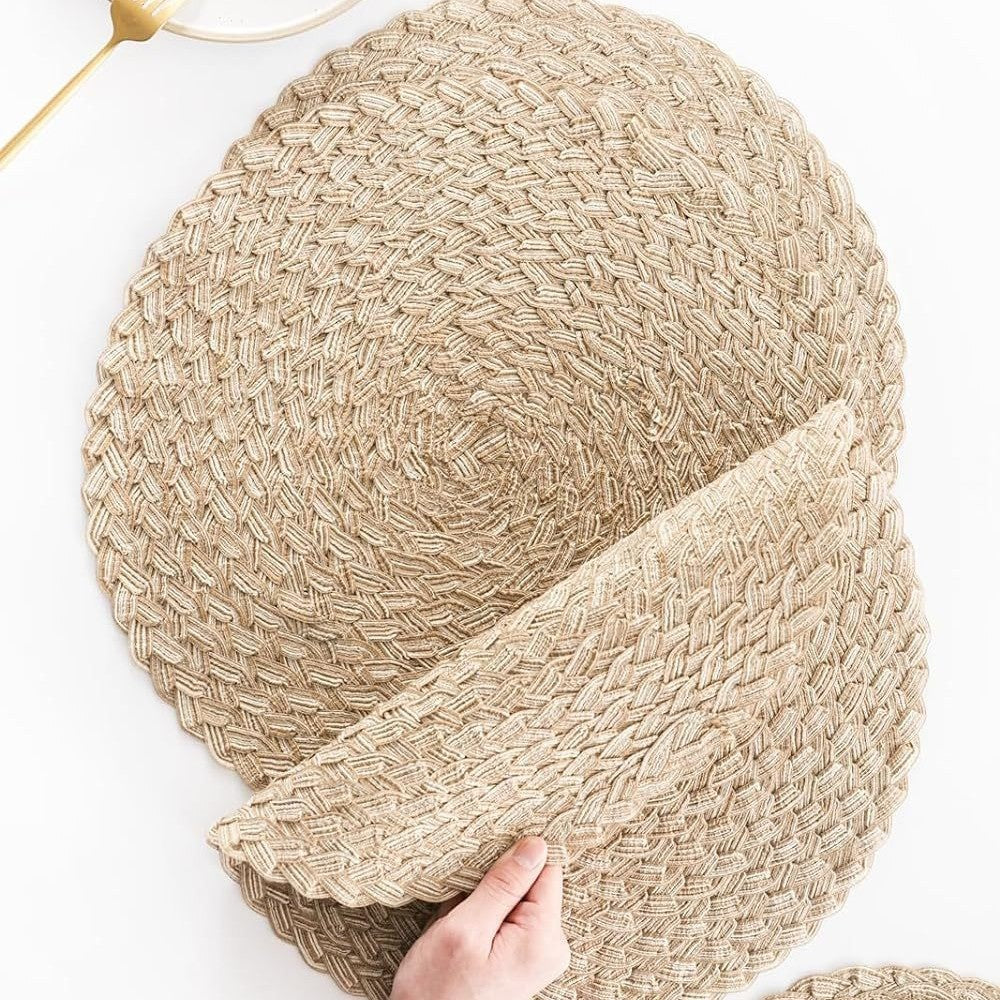 Farmhouse Woven Placemat, Heat Resistant Table Mat & Coaster