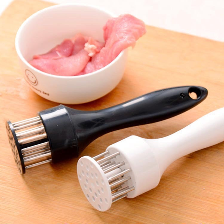 21-Blade Meat Tenderizer Tool – Stainless Steel Needle Steak Tenderizer with Ergonomic Handle, Black or White