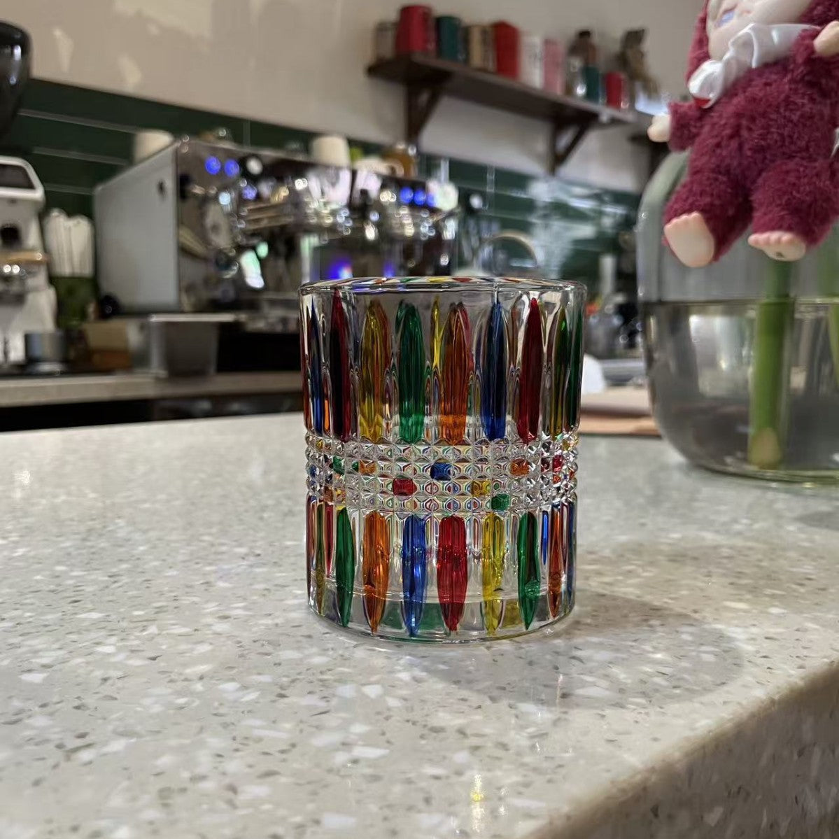 Vintage Embossed Glass Tumbler – Bohemian Dot Pattern Whiskey & Juice Glass