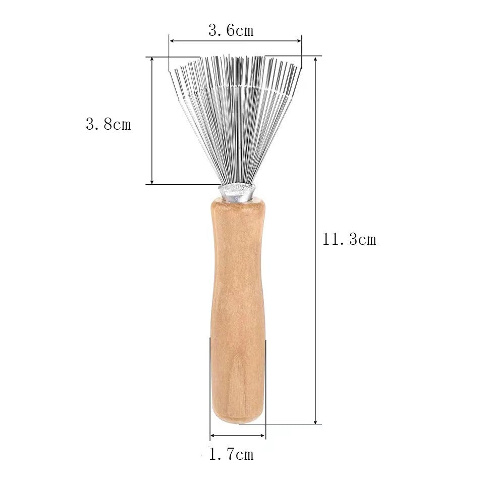 Wooden Handle Hairbrush Cleaning Rake – Metal Claw Comb Cleaner for Removing Hair and Lint