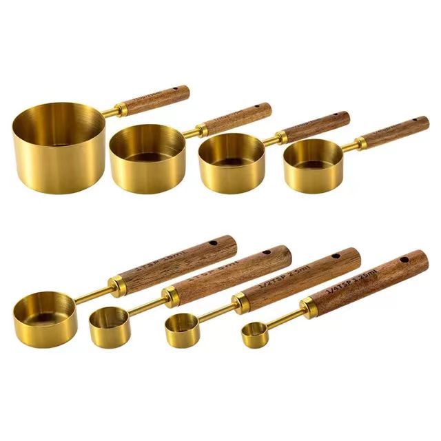 Acacia Wood Handle Measuring Spoons Set – Stainless Steel Coffee Scoop Set