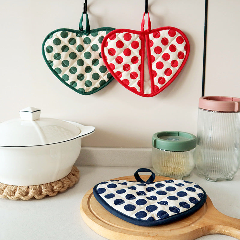 Thick Heart-Shaped Heat Resistant Pot Holder, Double-Layer Cotton Insulated Oven Mitt