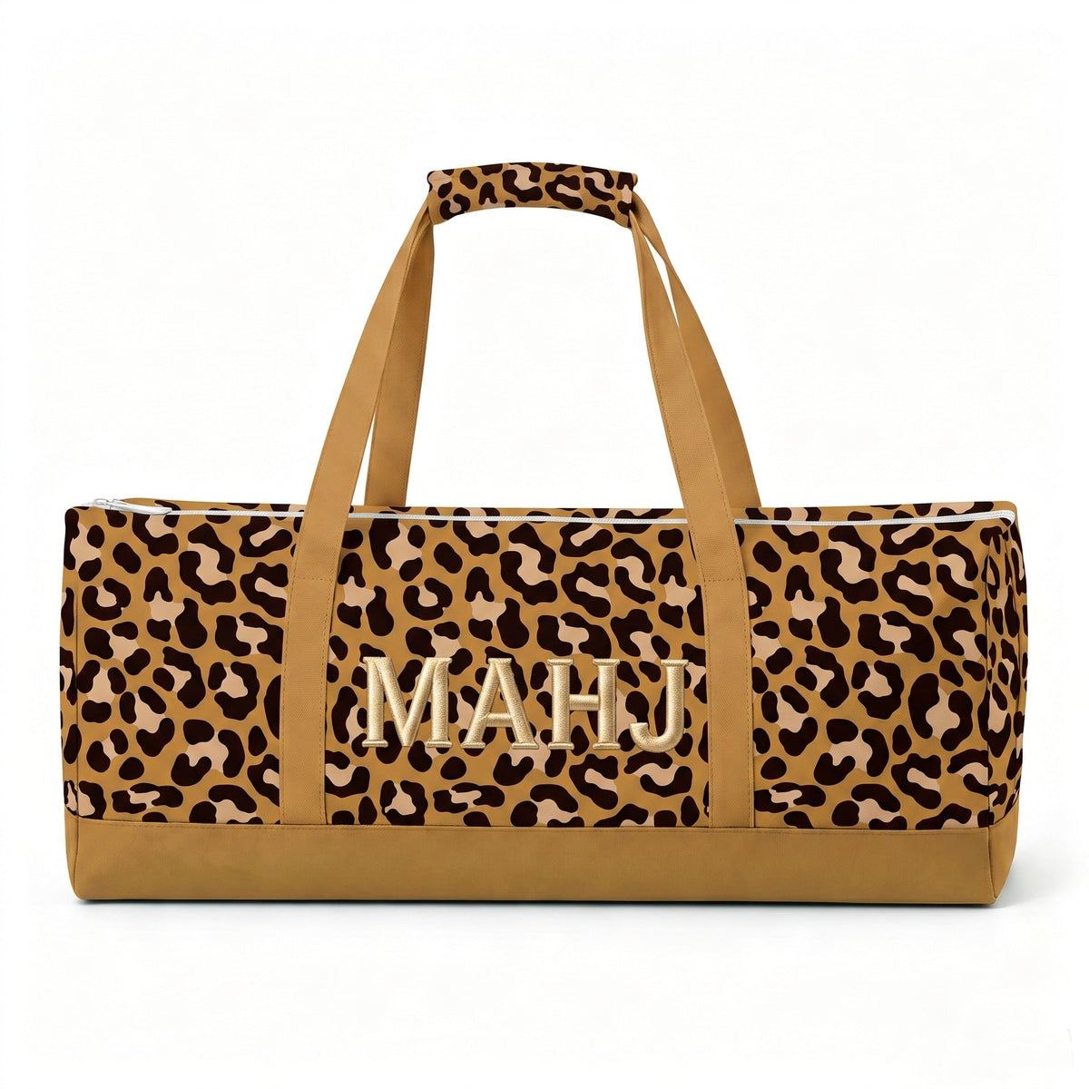 Premium Leopard Mahjong Organizer Bag – Large Canvas Carrying Tote with Zipper
