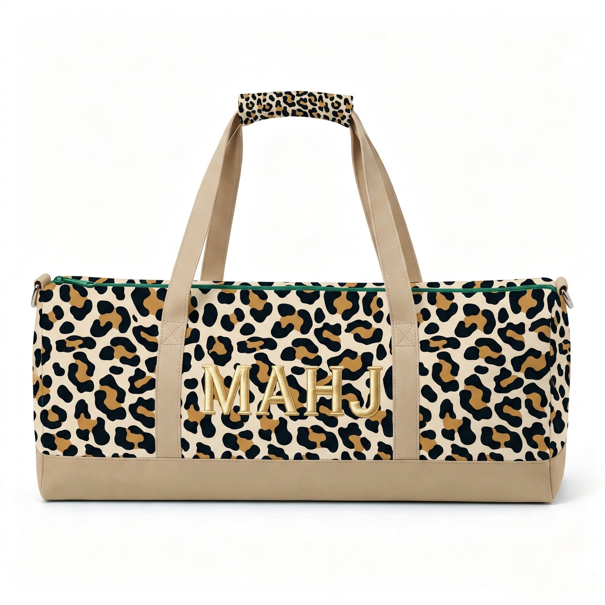 Premium Leopard Mahjong Organizer Bag – Large Canvas Carrying Tote with Zipper