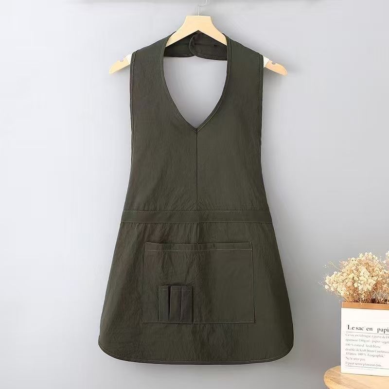 Taslon Work Apron with Large Pocket – Lightweight Pullover Kitchen Apron