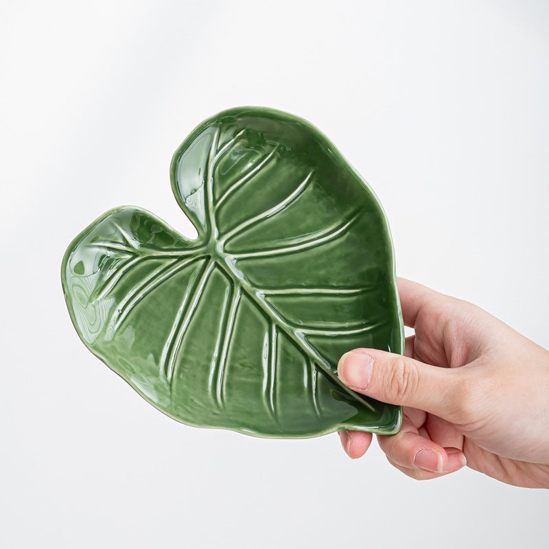 Ceramic Spoon Holder – Tropical Leaf Kitchen Accessory