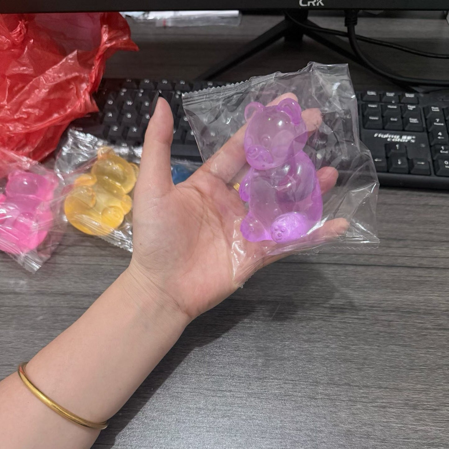 Malt Syrup Bear Squishy Toy – Transparent Jelly Stress Relief Fidget Toy