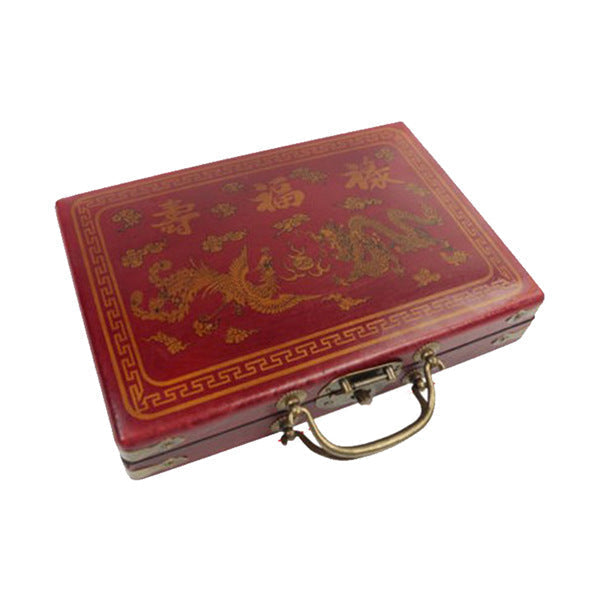 Melamine Mahjong Set – Travel Mini Mahjong Tiles with Vintage Leather Case