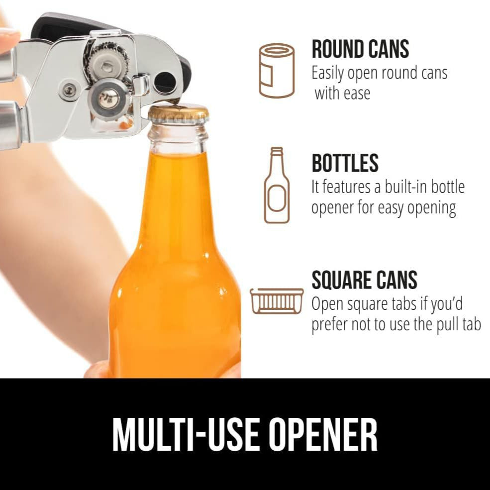 Multifunction Stainless Steel Can Opener & Bottle Opener with Wooden Handle