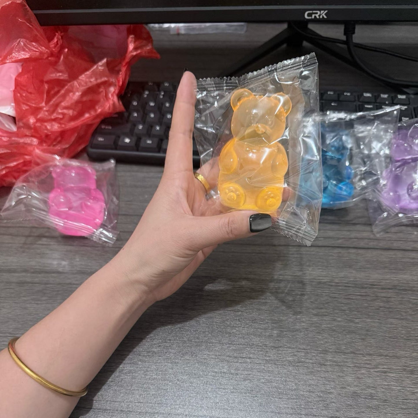 Malt Syrup Bear Squishy Toy – Transparent Jelly Stress Relief Fidget Toy