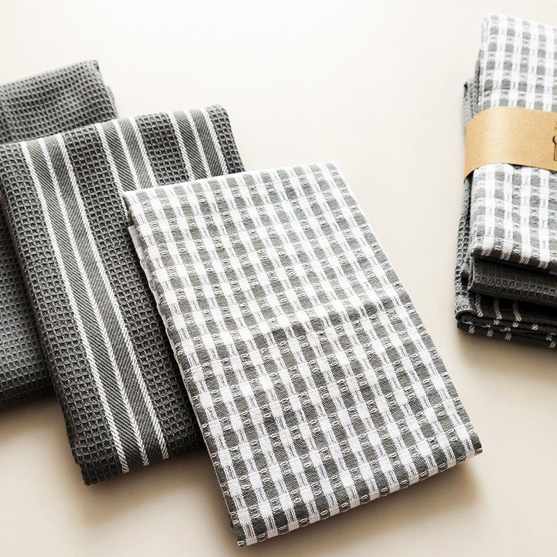 3-Pack Cotton Kitchen Towels, Absorbent Dish Cloths, Tea Towels & Table Mats
