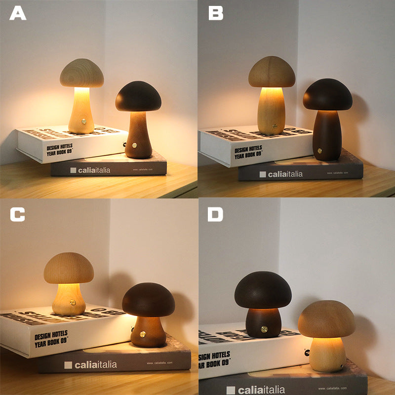 Ins Mushroom Night Light – Touch LED Bedside Ambient Lamp