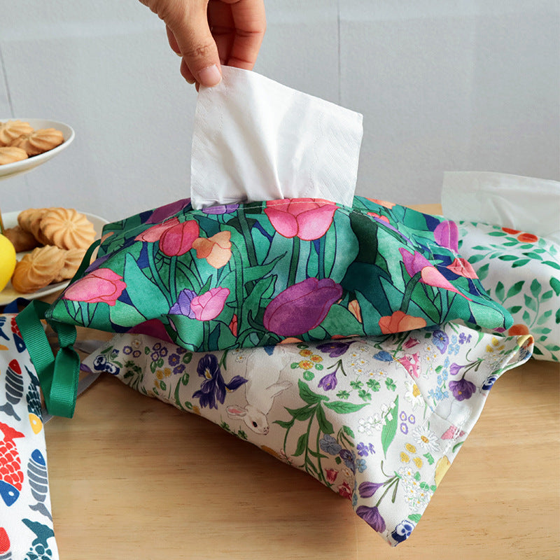 Fabric Tissue Box Cover, INS Style Tabletop Tissue Holder