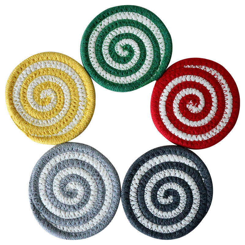 Handwoven Cotton Rope Coaster, Thick Spiral Heat-Resistant Table Mat