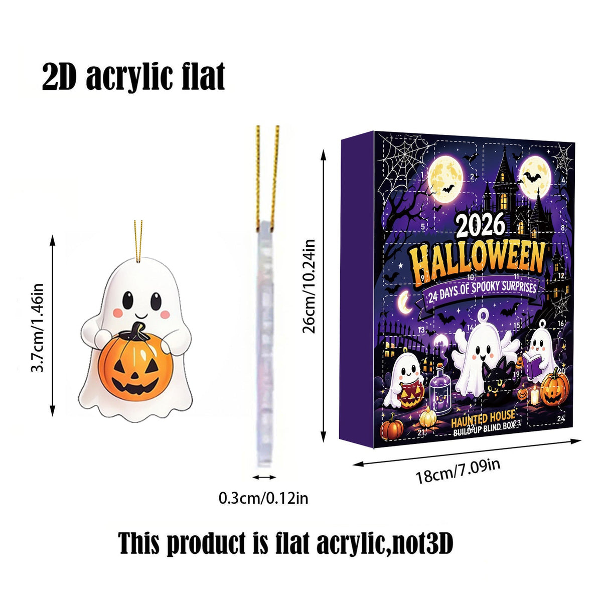Halloween Acrylic Ornament Advent Calendar, 24-Day Blind Box Countdown