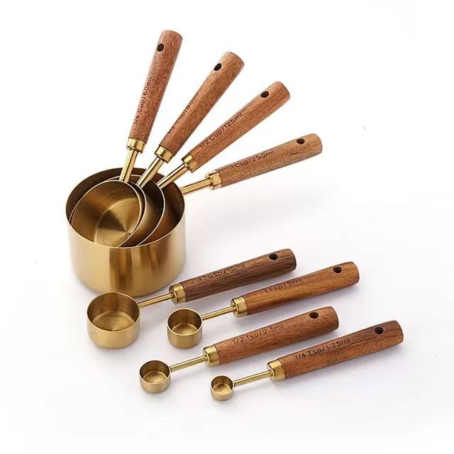 Acacia Wood Handle Measuring Spoons Set – Stainless Steel Coffee Scoop Set