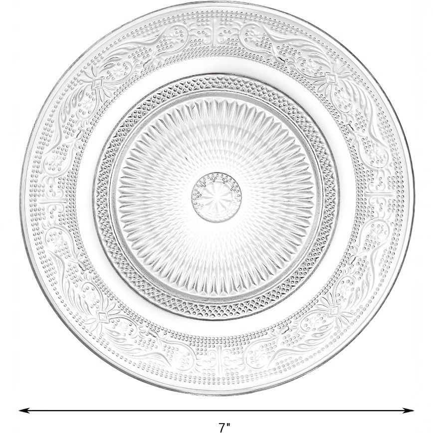 Vintage Round Glass Dish – Embossed Pearl Pattern Plate