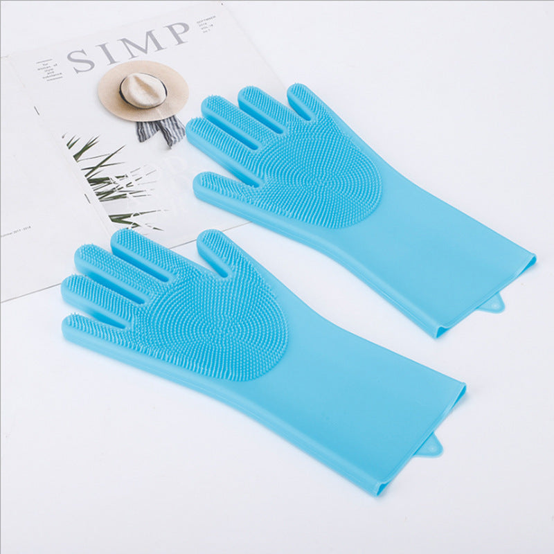 Silicone Dishwashing Gloves with Scrubber Bristles – Reusable Cleaning Gloves