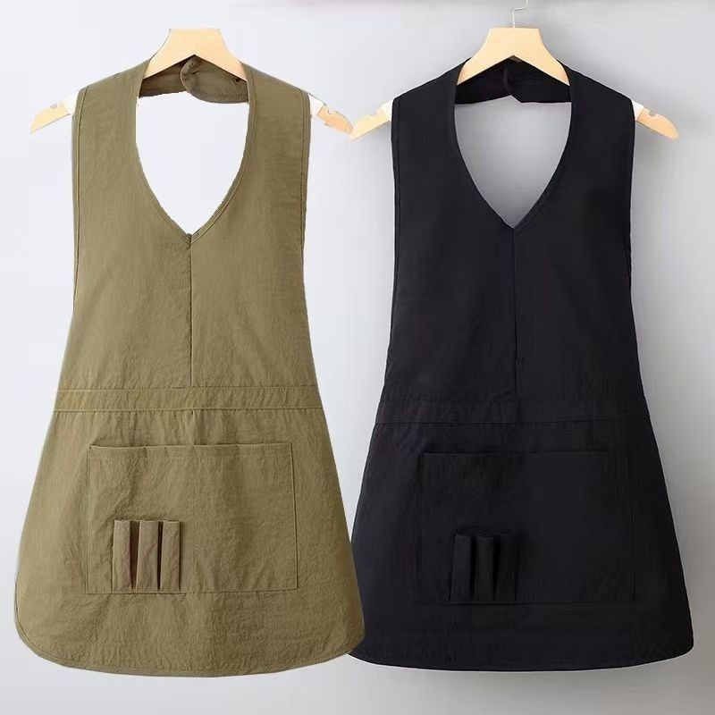 Taslon Work Apron with Large Pocket – Lightweight Pullover Kitchen Apron