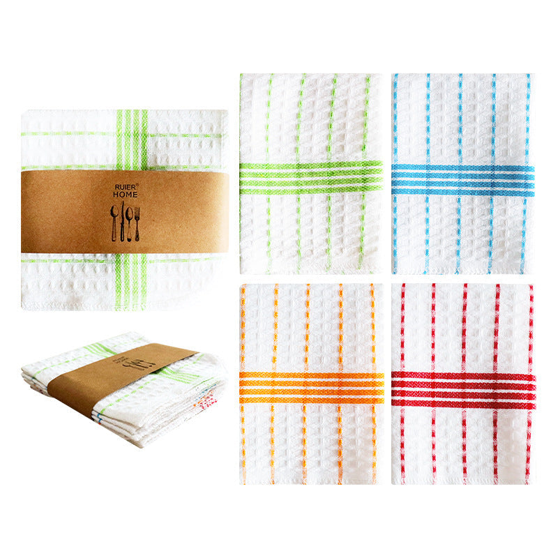 Cotton Waffle Dish Cloths, 4-Pack Kitchen Cleaning Towel Set