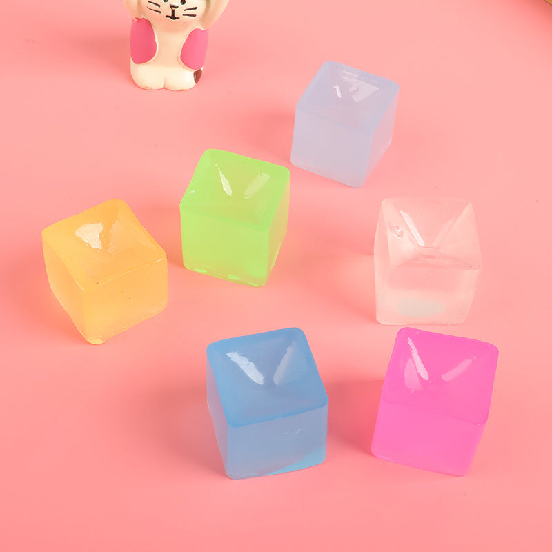 Ice Cube Squishy Toy – Transparent Color Stress Relief Fidget Cube