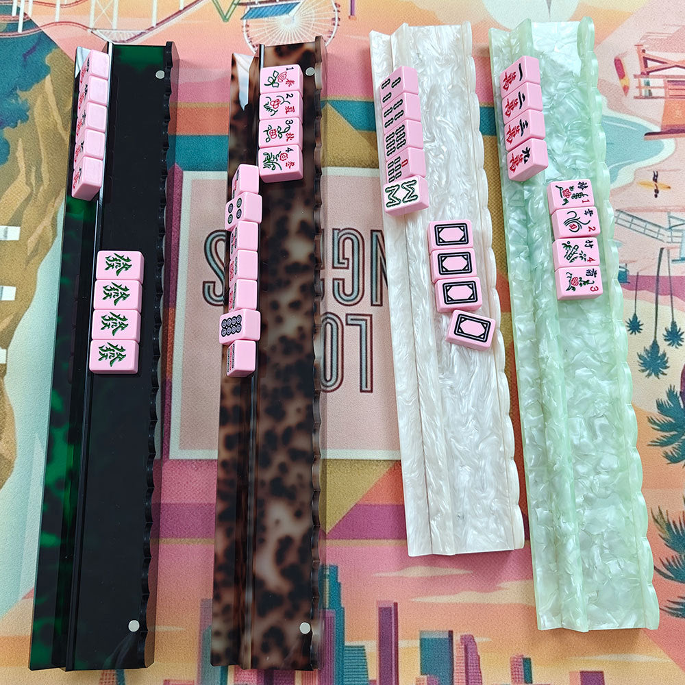 American Mahjong Racks Set – 20" Acrylic Tile Racks & Pushers (Set of 4)