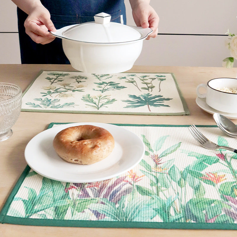 Printed Fabric Table Mat, Thick Rectangle Placemat and Drying Mat