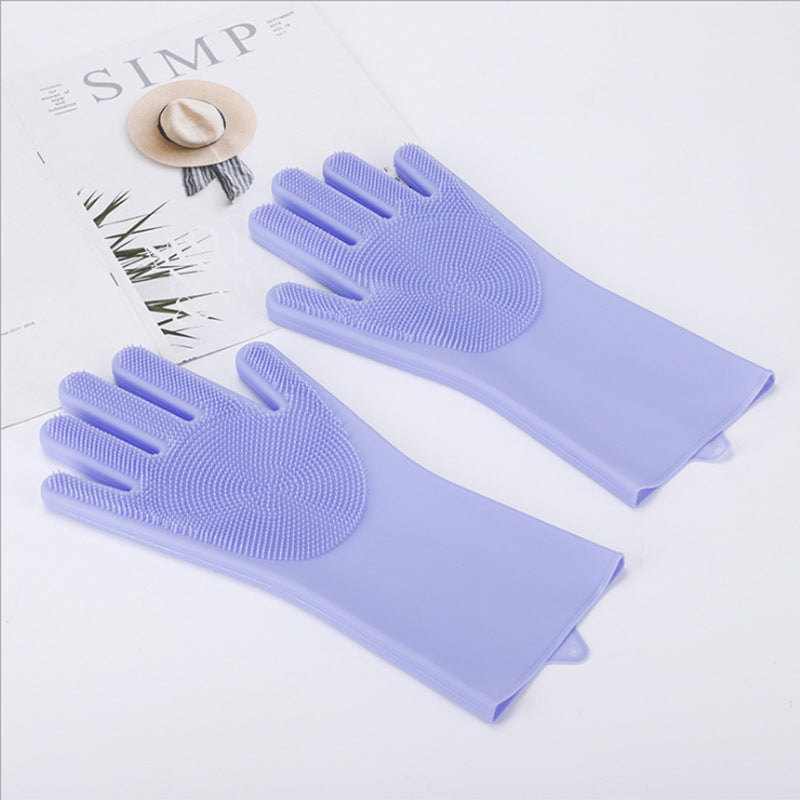 Silicone Dishwashing Gloves with Scrubber Bristles – Reusable Cleaning Gloves