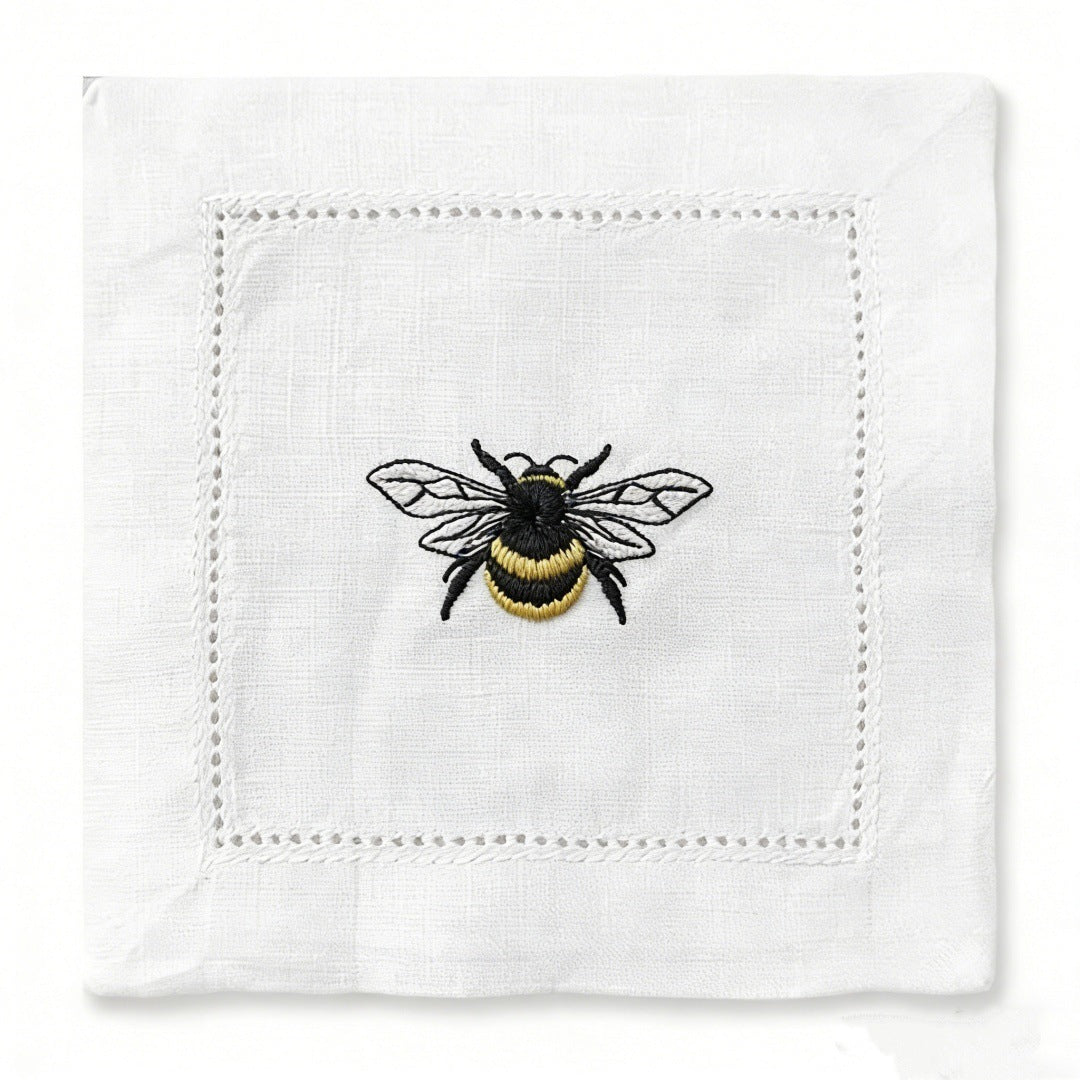 Bee Embroidered Linen Napkin – Decorative Table Linen for Dining & Entertaining