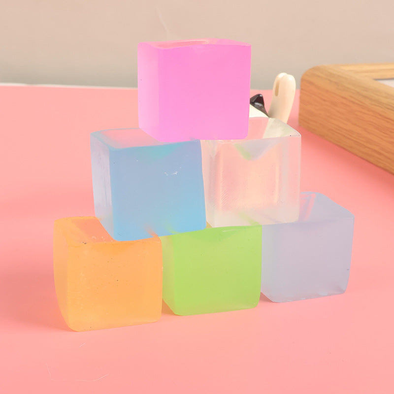 Ice Cube Squishy Toy – Transparent Color Stress Relief Fidget Cube