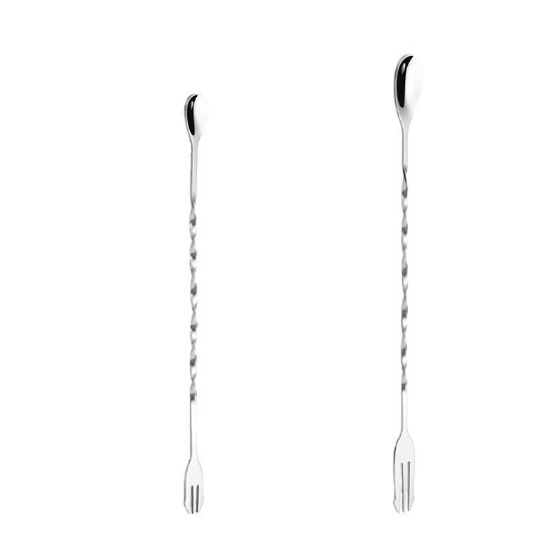 Stainless Steel Long Handle Bar Spoon, Double-Sided Mixing Spoon