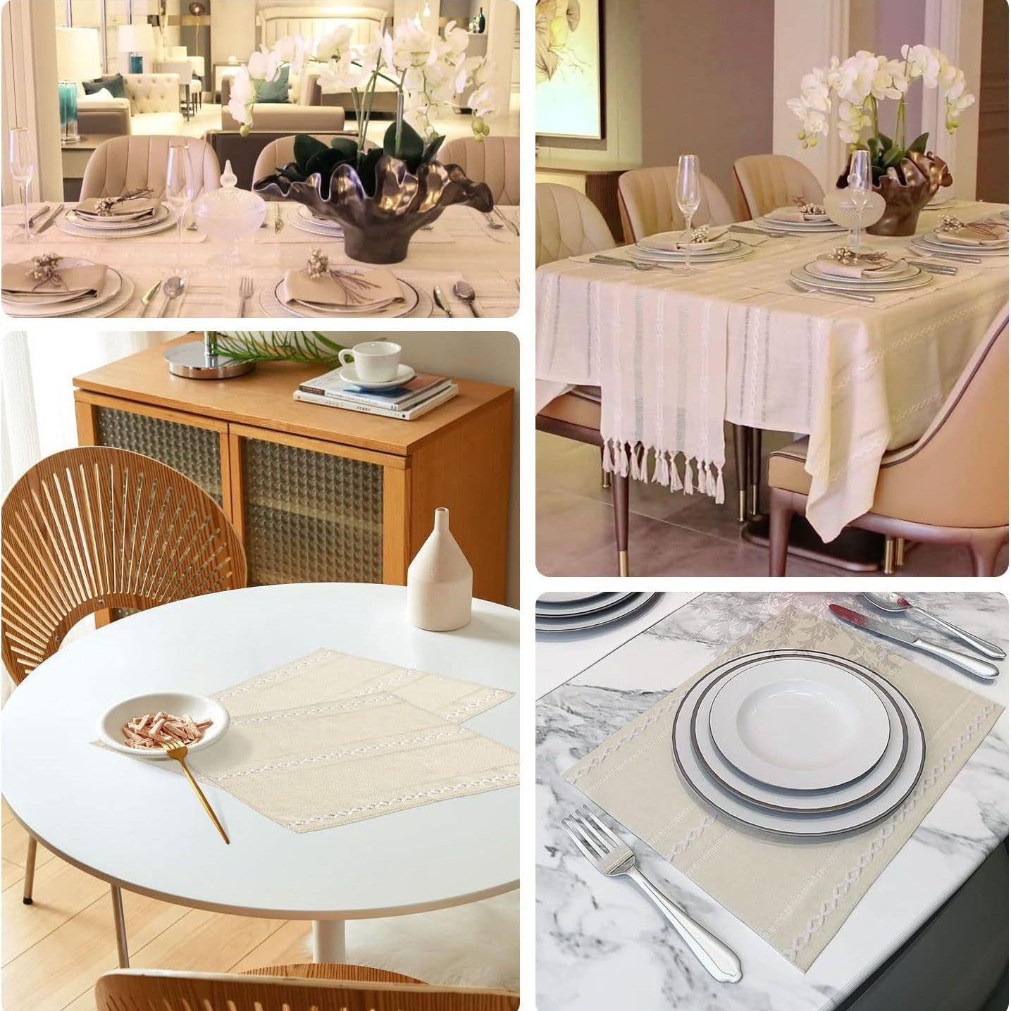 Woven Cotton Linen Placemat, Natural Heat-Resistant Table Mat for Coffee, Tea and Dining