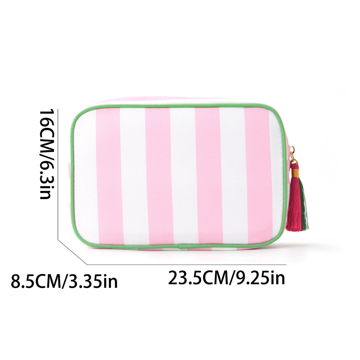 Striped Tassel Cosmetic Bag – Waterproof Travel Toiletry Organizer
