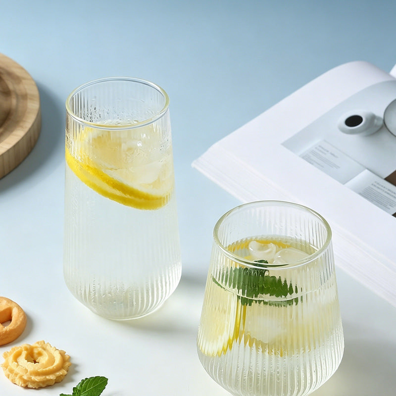 Ribbed Borosilicate Glass Tumbler – Japanese Style Hot & Cold Drink Cup