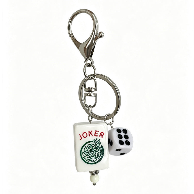Mahjong Joker Tile and Dice Resin Keychain – Game Lover Bag Charm